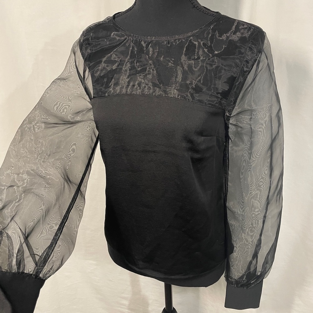 EXPRESS XS black long sleeve blouse with sheer sleeves